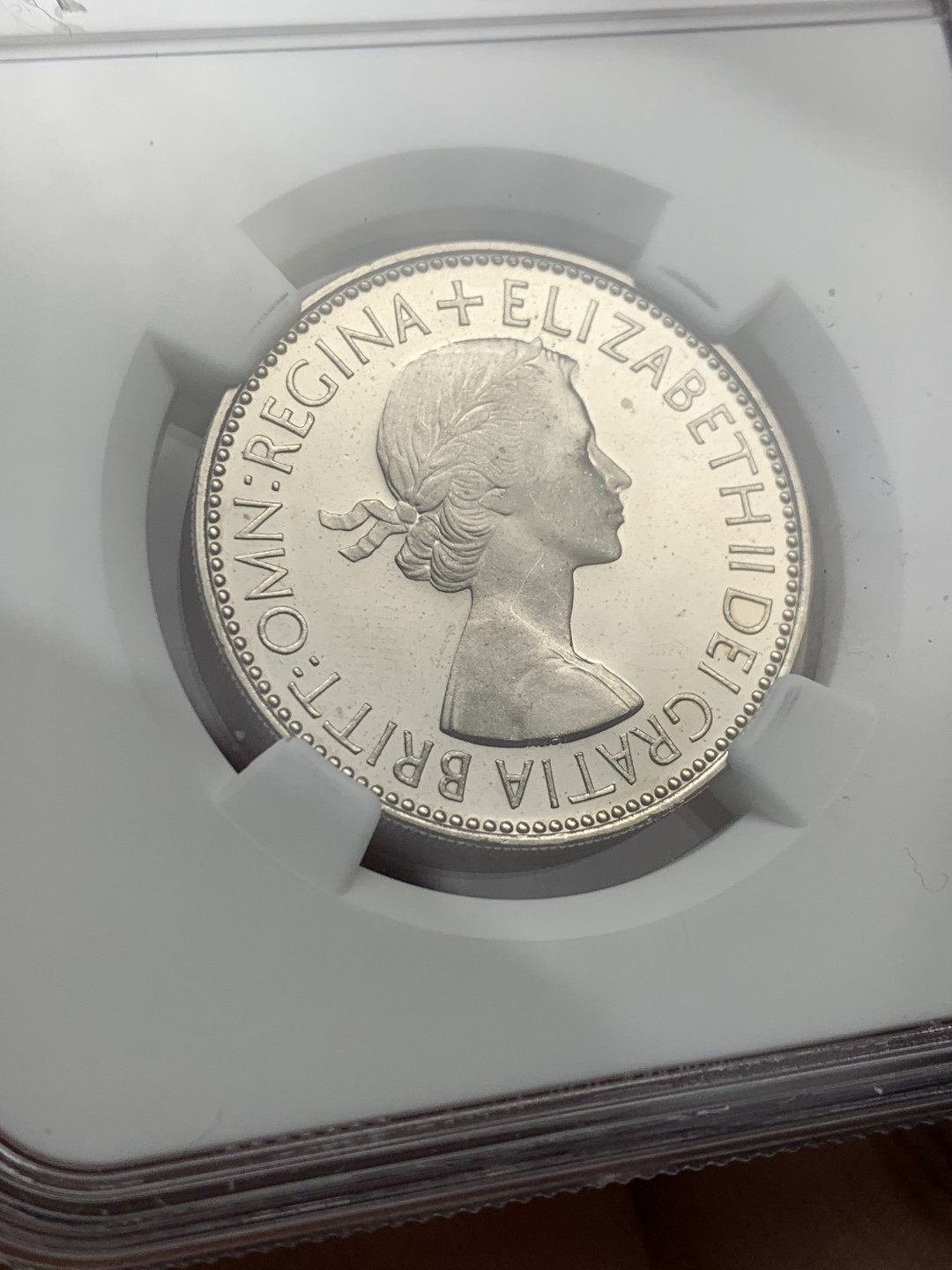 《竞宝斋》第121场-周日，周一 ，2场连拍（全场包邮） NGC PF63CAMEO 英国 伊丽莎白二世 登基纪念 1953年2先令精制镍币