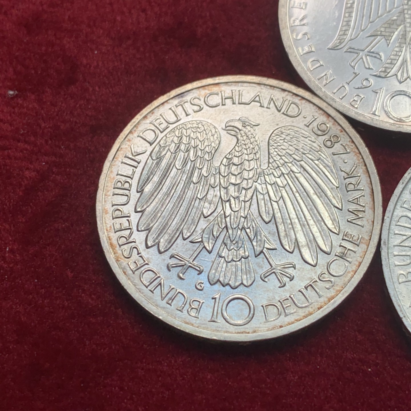 《竞宝斋》第121场-周日，周一 ，2场连拍（全场包邮） 德国10马克好品银币一组3枚（罗马条约、和平与和解、科尔平工厂） 单枚重量15.5克