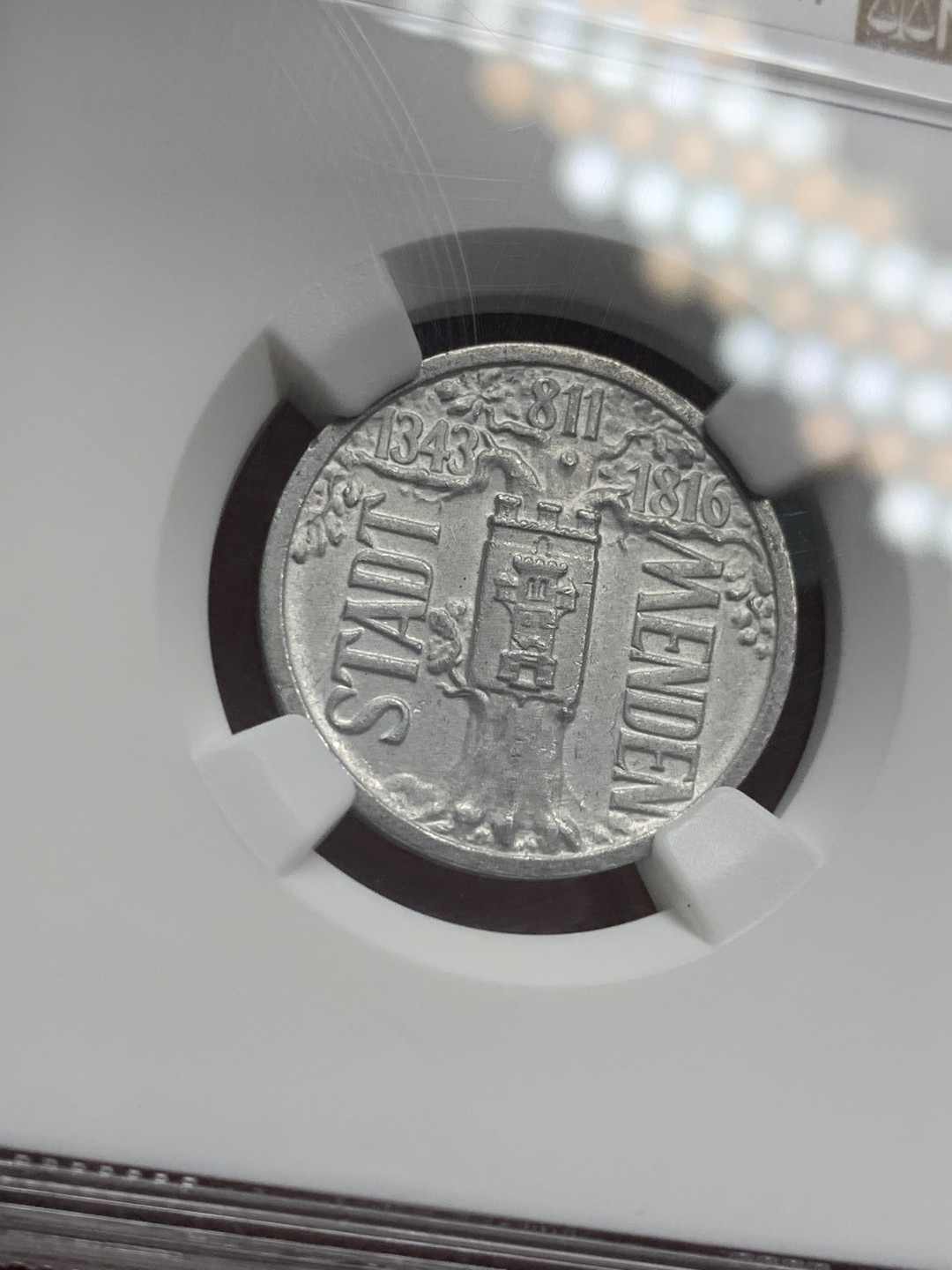 《竞宝斋》第121场-周日，周一 ，2场连拍（全场包邮） NGC MS62 1923年德国德紧门登1百万马克铝币 德紧名品