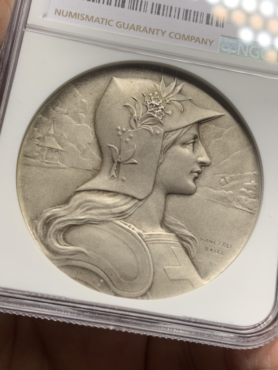 《竞宝斋》第121场-周日，周一 ，2场连拍（全场包邮） NGC MS62 瑞士1901 卢塞尔射击节银章 状态非常好的一枚