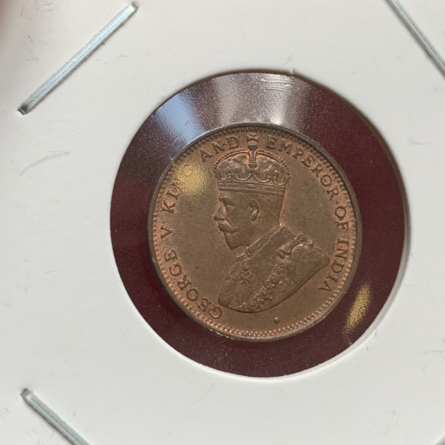 《竞宝斋》第121场-周日，周一 ，2场连拍（全场包邮） 英属锡兰 1926 乔治五世1/2铜币一枚，转光强！可评级