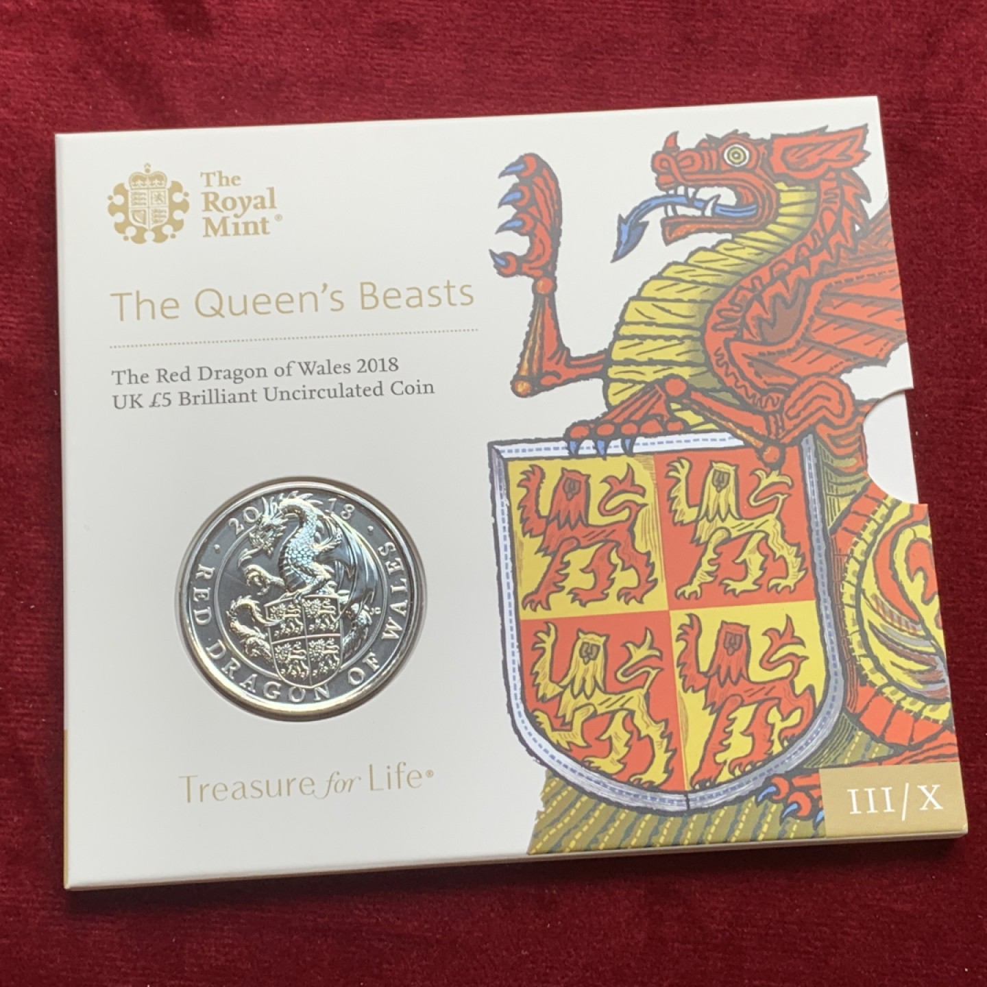 《竞宝斋》第121场-周日，周一 ，2场连拍（全场包邮） 卡册 英国2018年 英国5镑克朗型纪念币BU，威斯敏斯特十野兽之一（威尔士红龙）铜镍合金，重28.28g