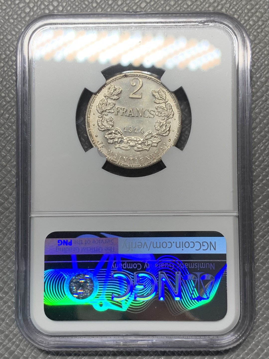 《竞宝斋》第121场-周日，周一 ，2场连拍（全场包邮） NGC-MS64 卢森堡1914年 第一大公玛丽·阿黛拉伊德 ESSAI厂 2法郎银制样币 非常稀少