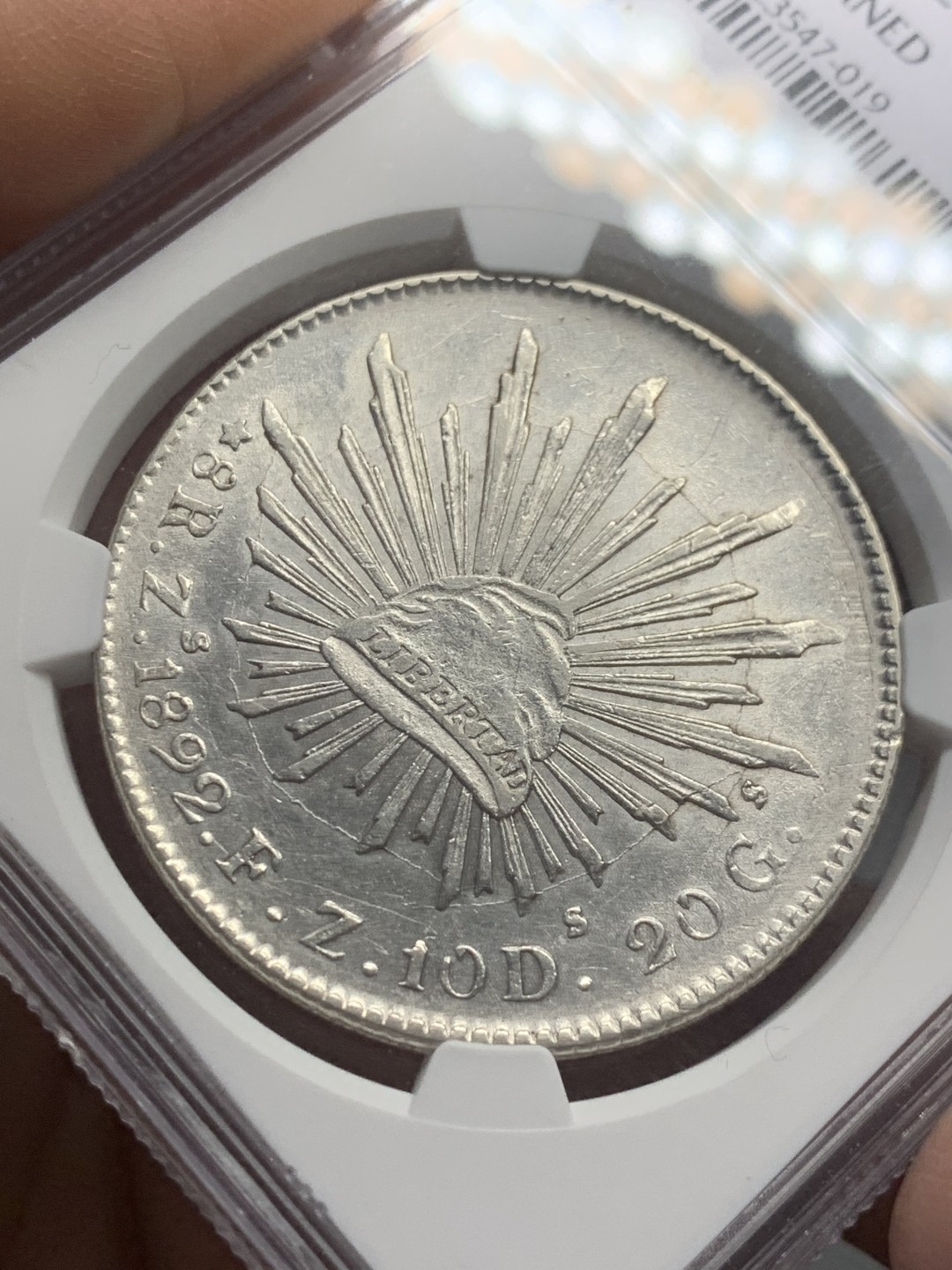 《竞宝斋》第121场-周日，周一 ，2场连拍（全场包邮） NGC UNC 墨西哥 1892ZS 8R 花边鹰洋 银币 光度状态细节都不错