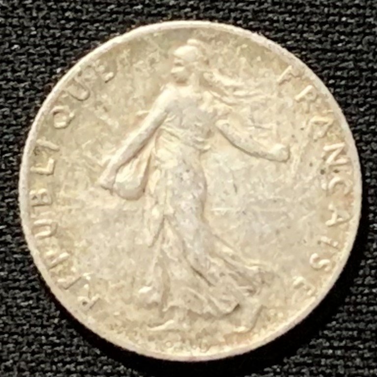 紫瑗钱币——第244期拍卖 法国 1917年 播种女神 50分 2.5克 0.835银