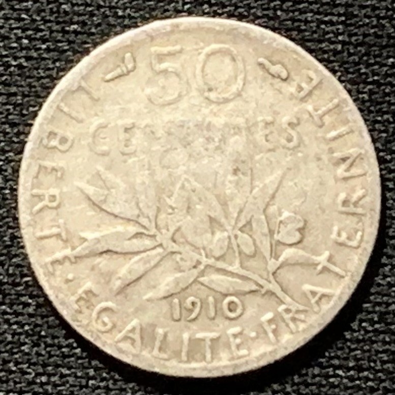 紫瑗钱币——第244期拍卖 法国 1910年 播种女神 50分 2.5克 0.835银
