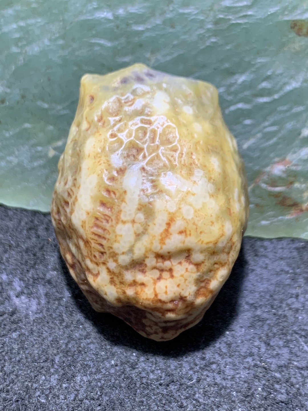 精美戈壁高玉化漂花鱼籽纹青花筋脉石原石一颗，