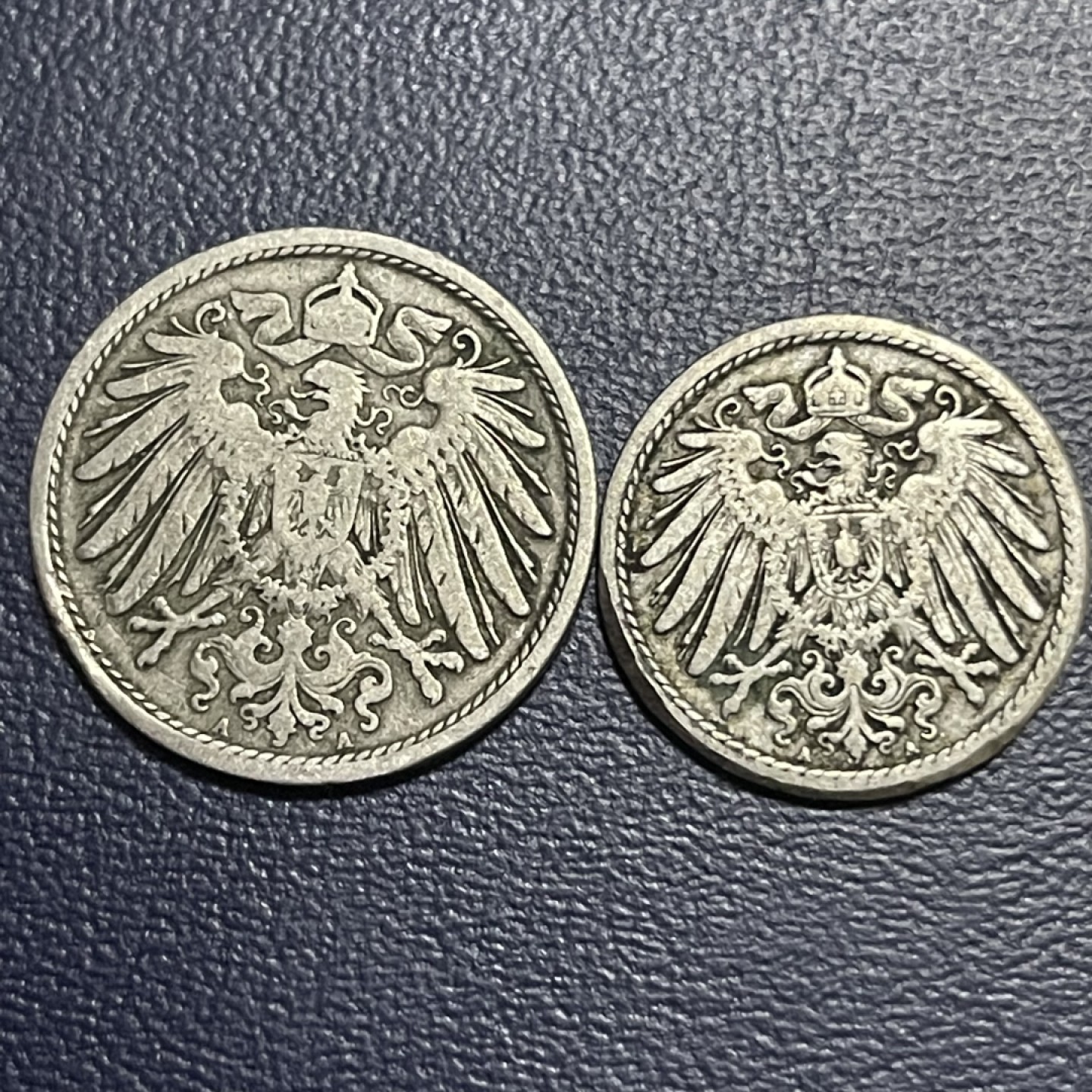 外国硬币0元起拍（40） 1893，1894 德意志帝国5，10芬尼