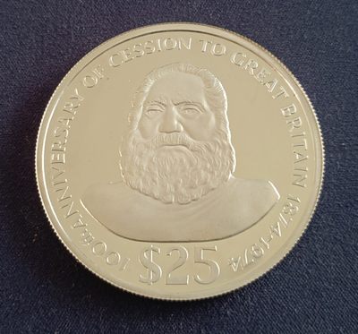 世界银币第三期 - 1974年斐济契约割让100周年纪念银币