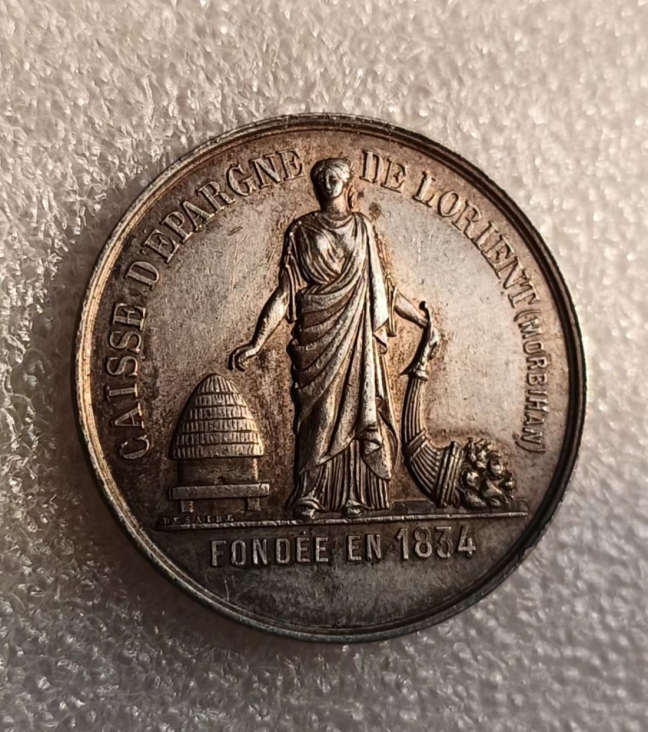 瓶子🏺第69期拍卖会 法国1834年贸易女神JETON银质代币33毫米13.96克