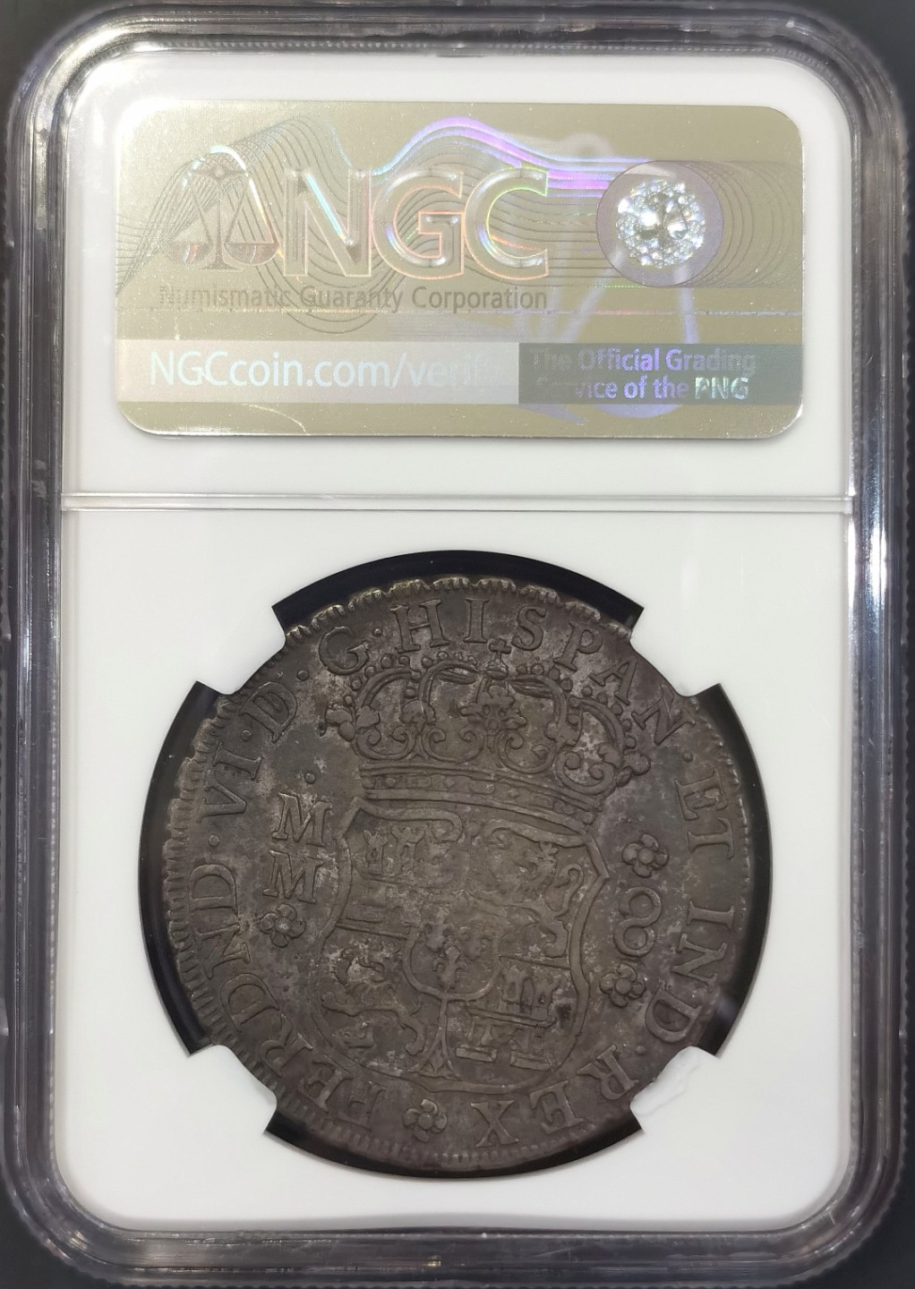 博洋堂世界钱币拍卖第008期（全场包邮） NGC AU53 西属墨西哥1756年费六地球双柱8R，醇黑包浆状态好