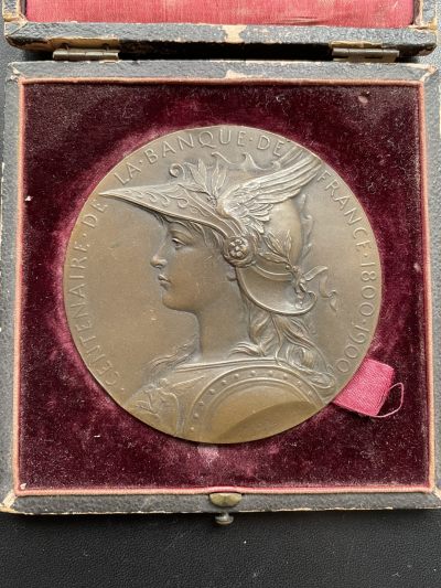 欧洲章牌-拍卖第13场 - O.Roty～1900年法兰西银行百年纪念原盒大铜章