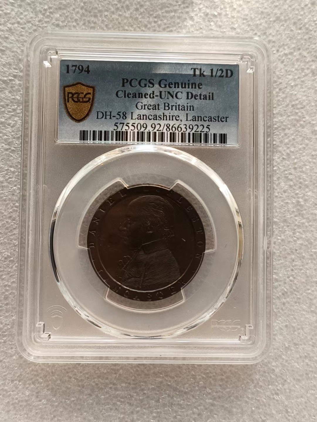 瓶子🏺第69期拍卖会 英国1794年埃克莱斯顿的椰子半便士代币（名誉品）