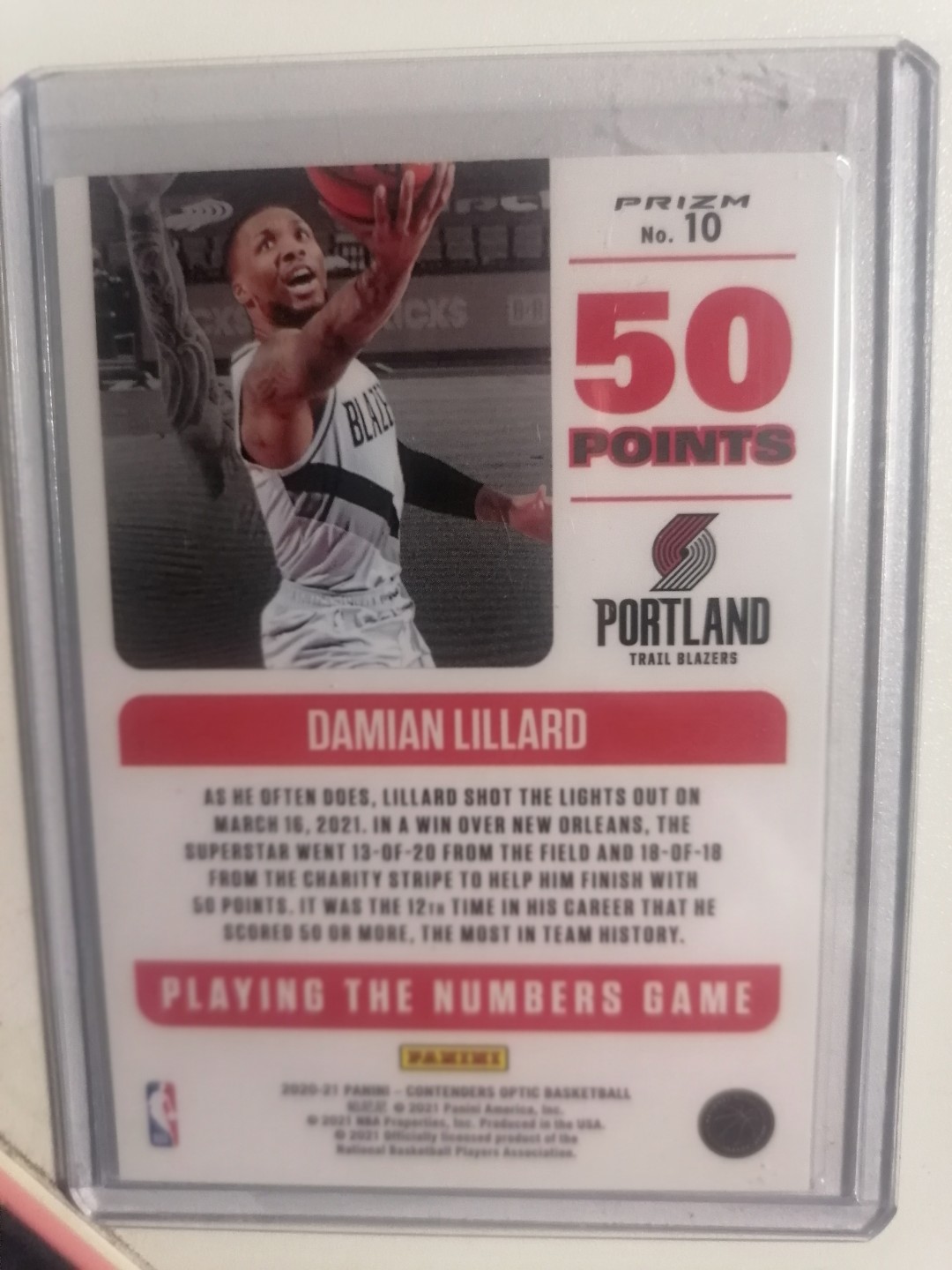 球星卡专场 2021-22  PANINI  球票OP   BASKETBALL  表哥 利拉德 50分特卡