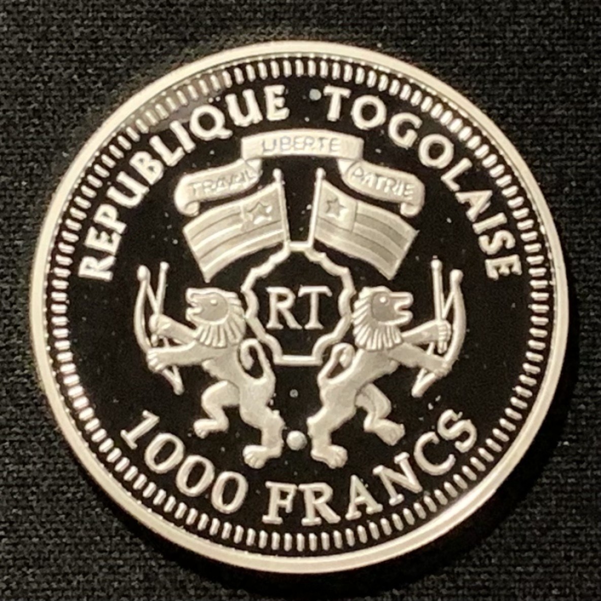 紫瑗钱币——第267期拍卖 多哥 2001年 1954年瑞士世界杯 1000法郎 14.97克 0.999银 精制