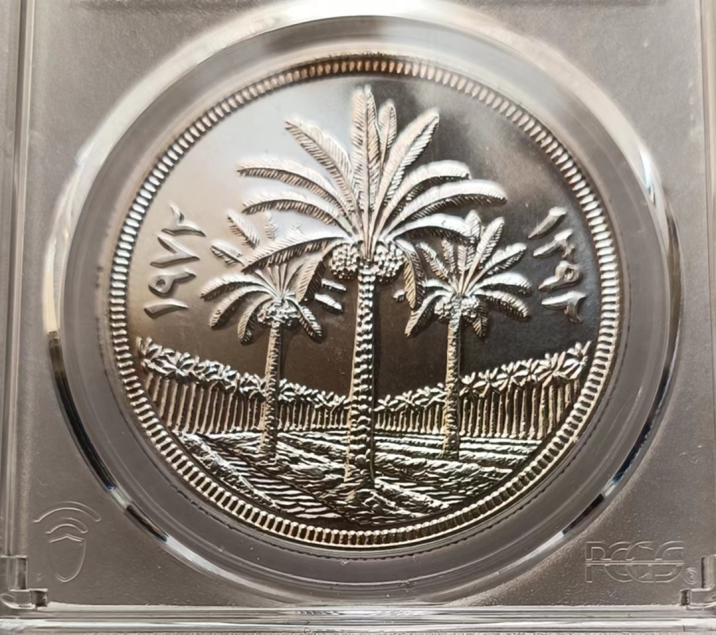 瓶子🏺第69期拍卖会 伊拉克1972年国家银行枣树精制大银币PR65