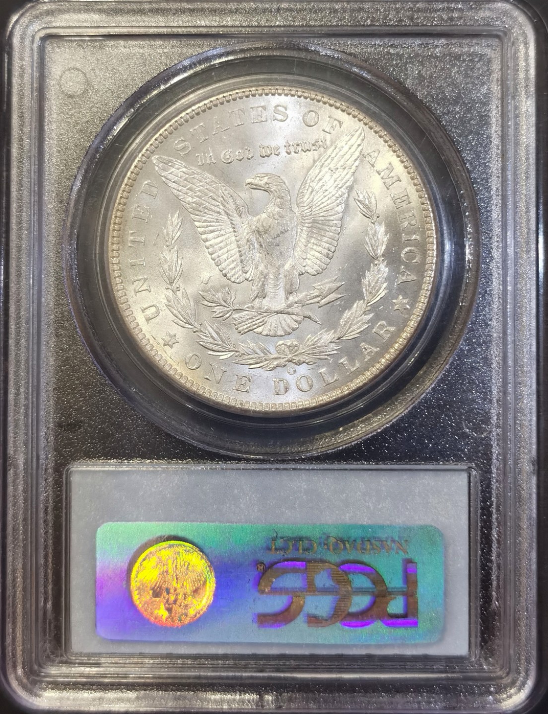博洋堂世界钱币拍卖第008期（全场包邮） PCGS MS65 美国1904年O版摩根大银币，正面包浆背面粉光
