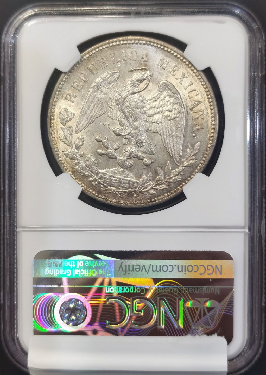 博洋堂世界钱币拍卖第008期（全场包邮） NGC MS64 墨西哥1908年MO AM版直边鹰洋，深打全羽