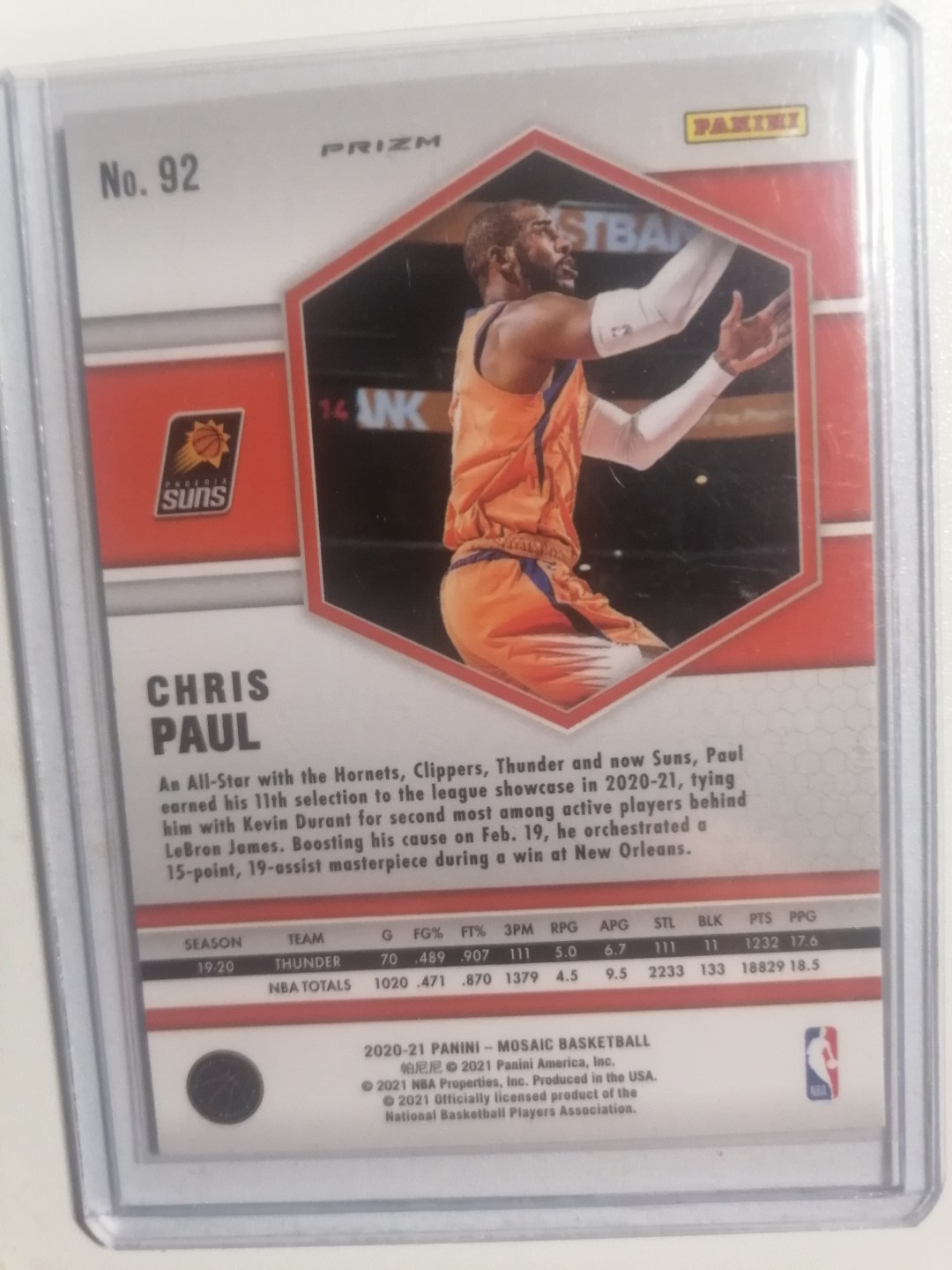 球星卡专场 2021-22 PANINI 马赛克 BASKETBALL  保罗 粉折