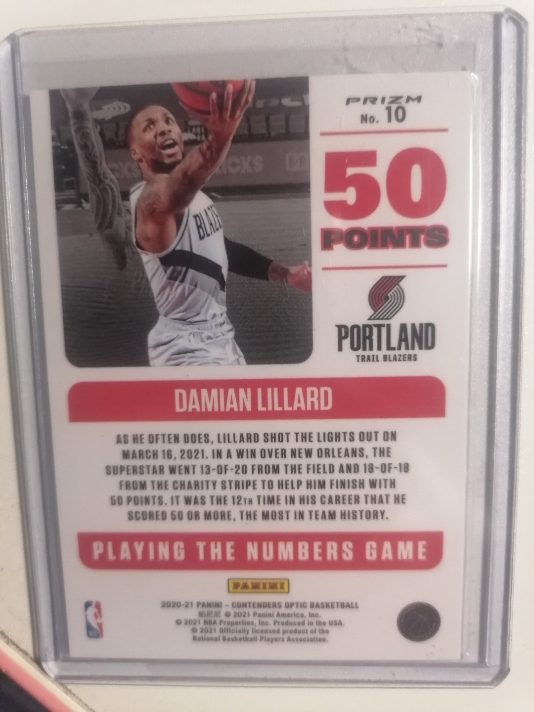 球星卡专场 2021-22  PANINI  球票OP   BASKETBALL  表哥 利拉德 50分特卡