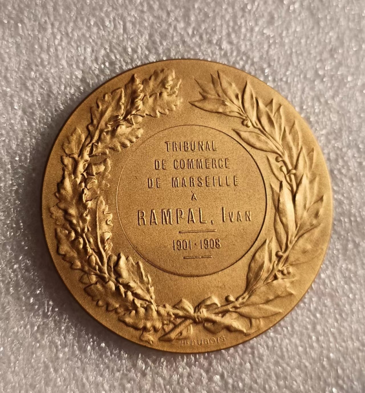 瓶子🏺第69期拍卖会 法国1908年公正女神镀金银章（原盒）50毫米66克