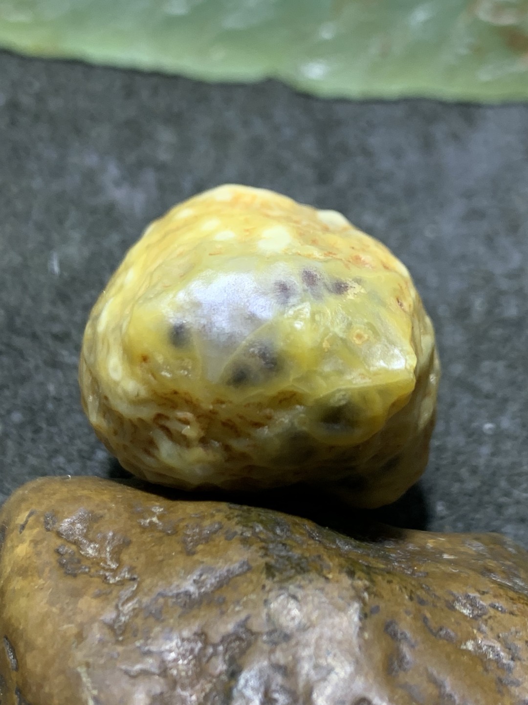 精美戈壁高玉化漂花鱼籽纹青花筋脉石原石一颗，