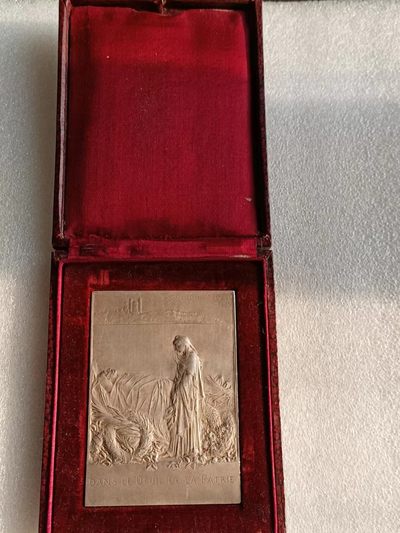 瓶子🏺第69期拍卖会 - 法国1894年卡诺总统葬礼镀银铜章罗蒂名作（原盒）78×55毫米142.34克