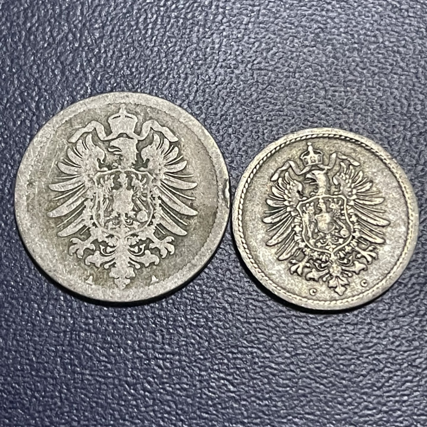 外国硬币0元起拍（40） 1876 德国短翅鹰5，10芬尼