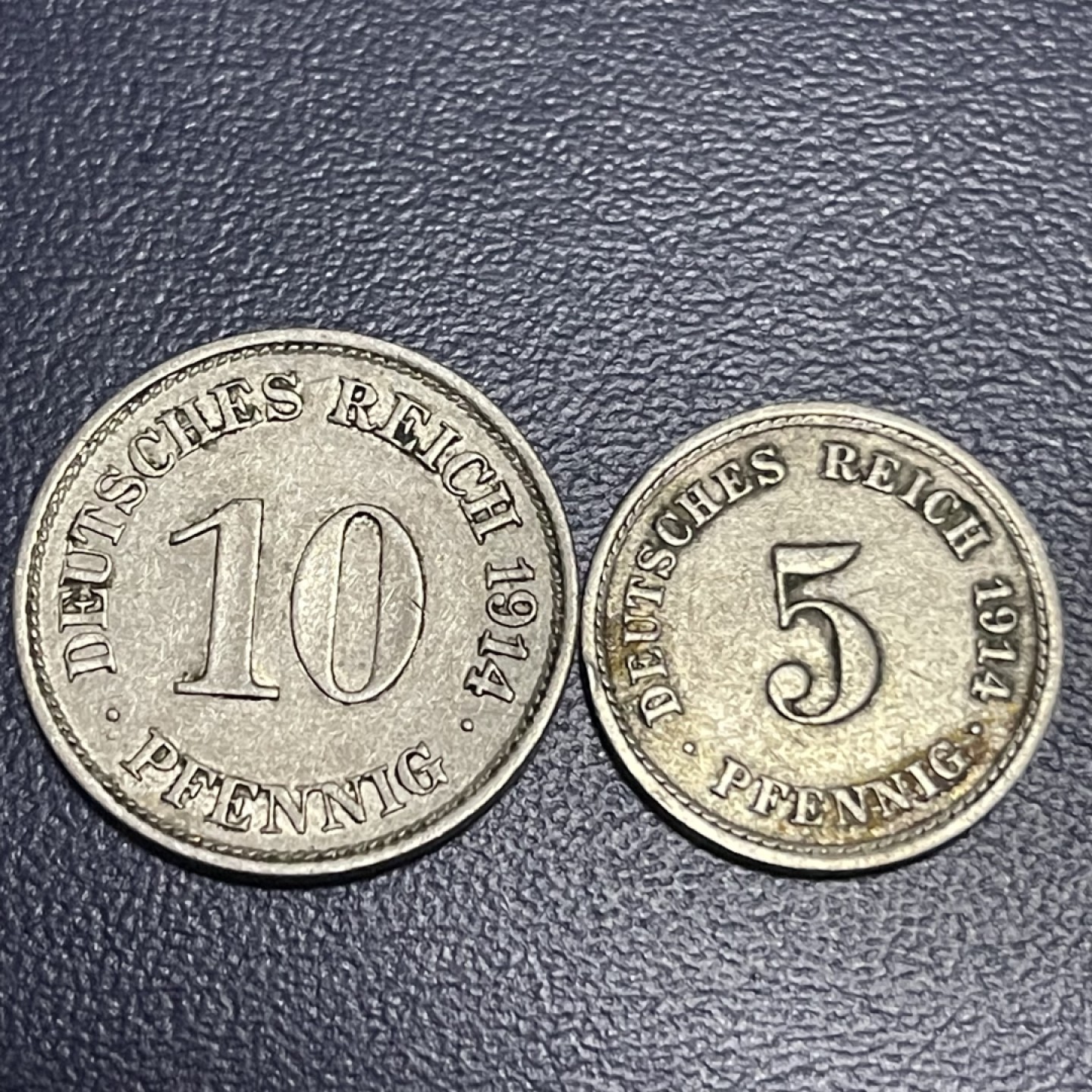外国硬币0元起拍（40） 1914德意志帝国5，10芬尼