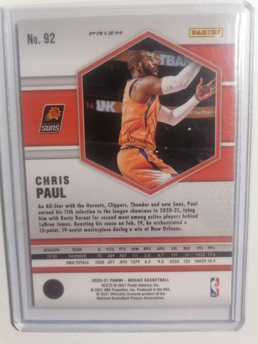 球星卡专场 2021-22 PANINI 马赛克 BASKETBALL  保罗 粉折
