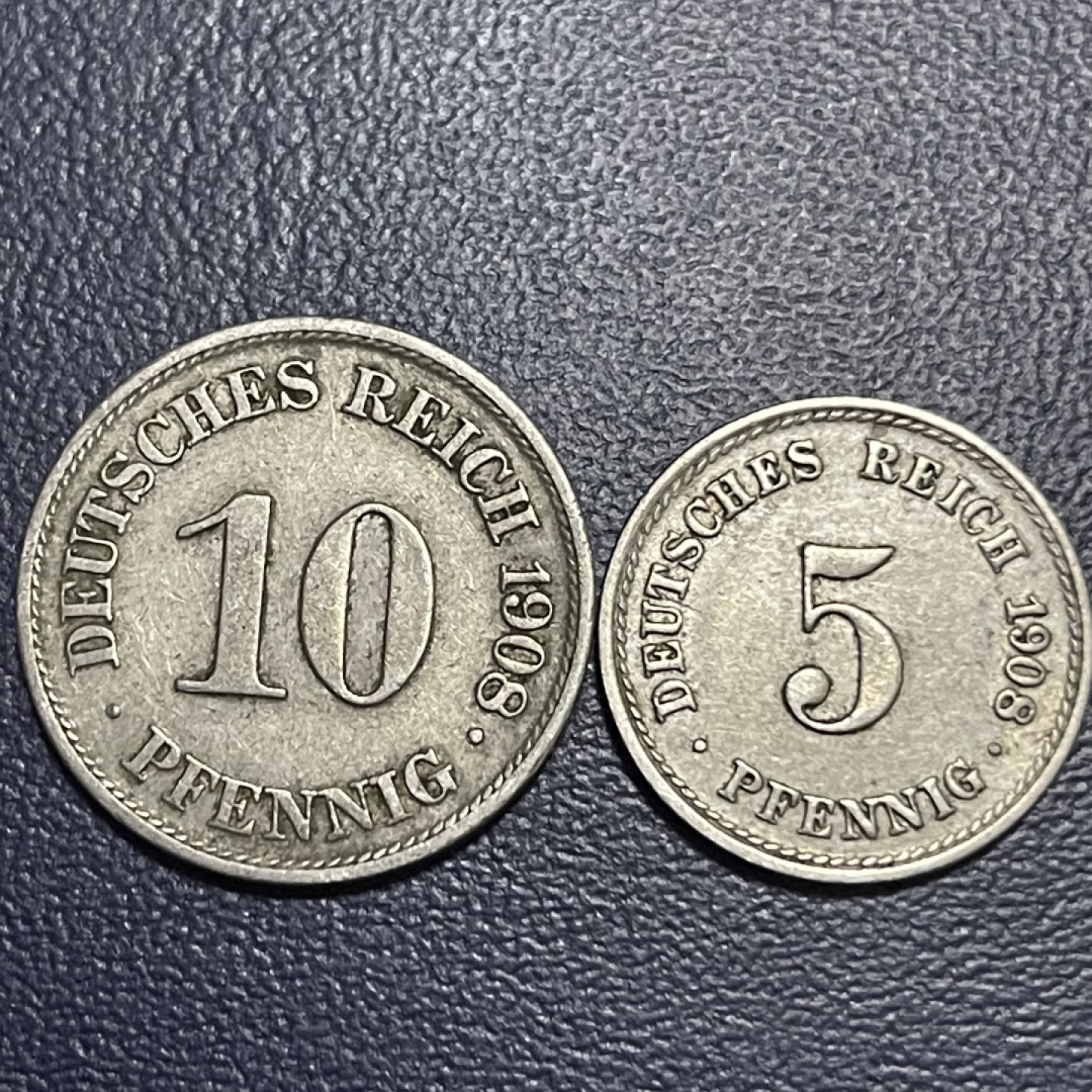 外国硬币0元起拍（40） 1908 德意志帝国5，10芬尼