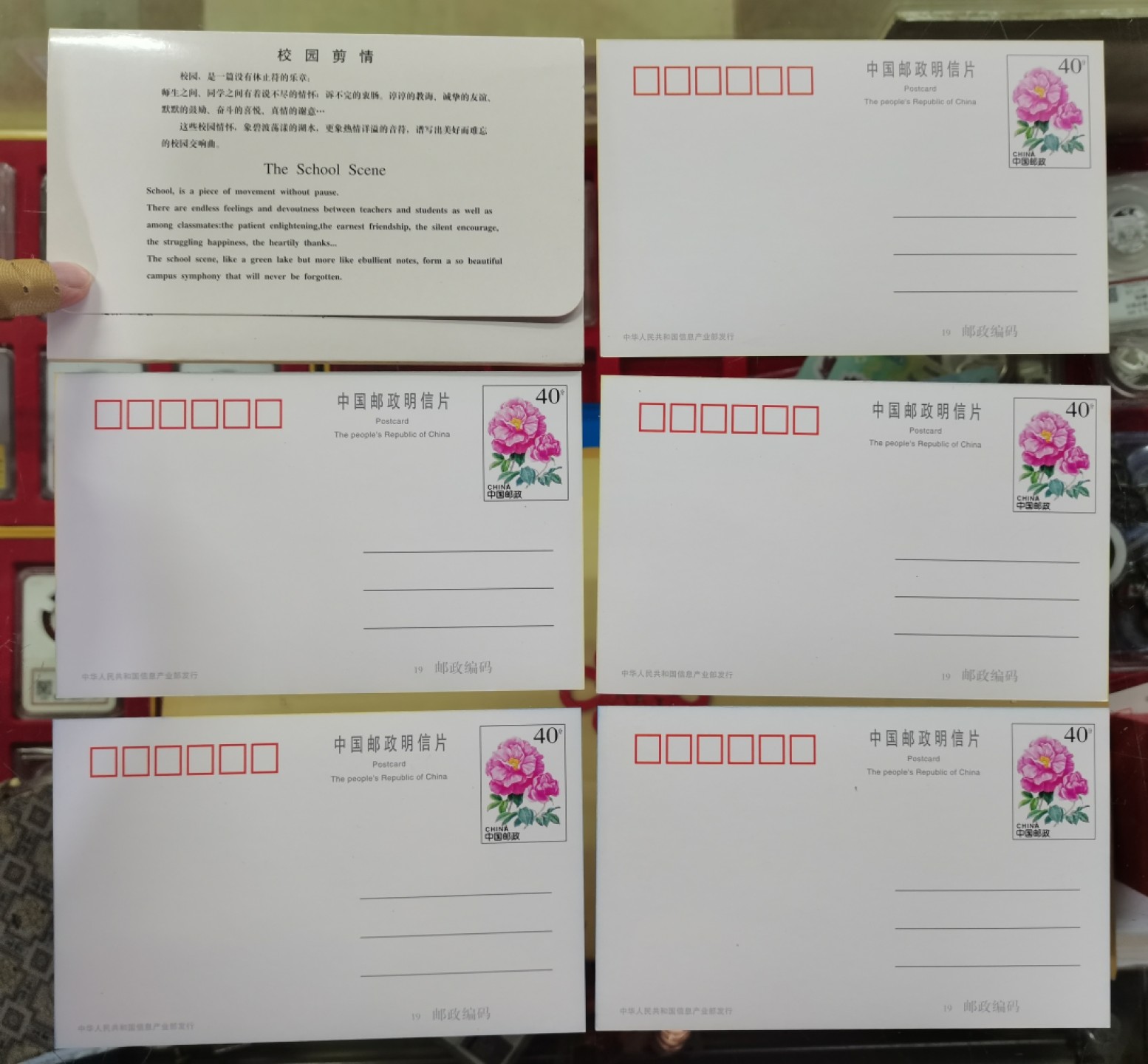 爱淘收藏第11期，邮资明信片专场，无佣金，得标6件包邮 校园剪情邮资明信片5枚一套