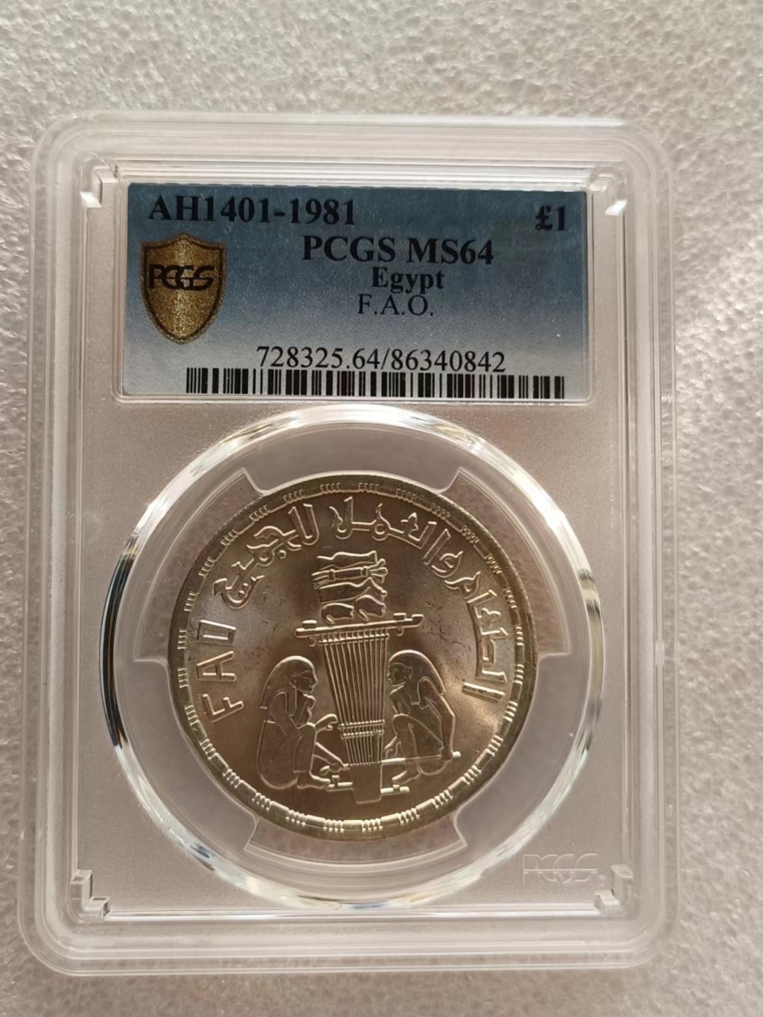 瓶子🏺第69期拍卖会 埃及1981年1镑纪念银币MS64