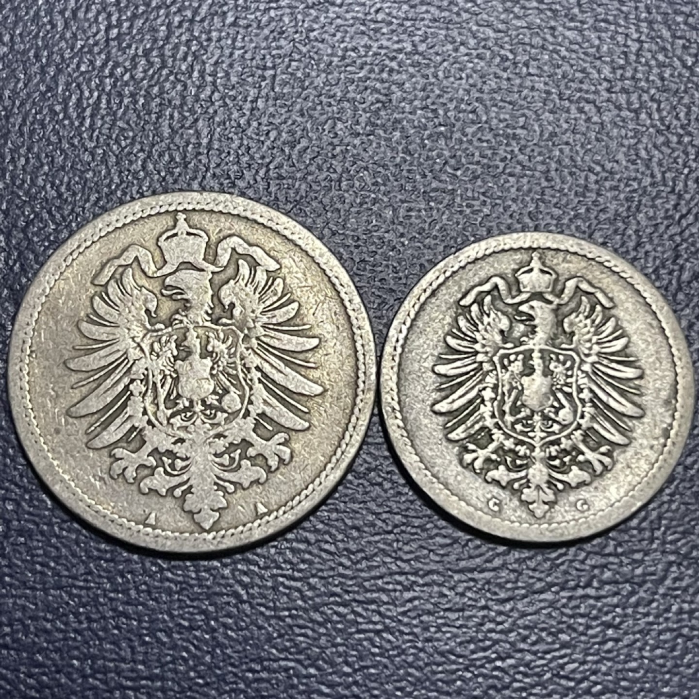 外国硬币0元起拍（40） 1889德国短翅鹰5，10芬尼
