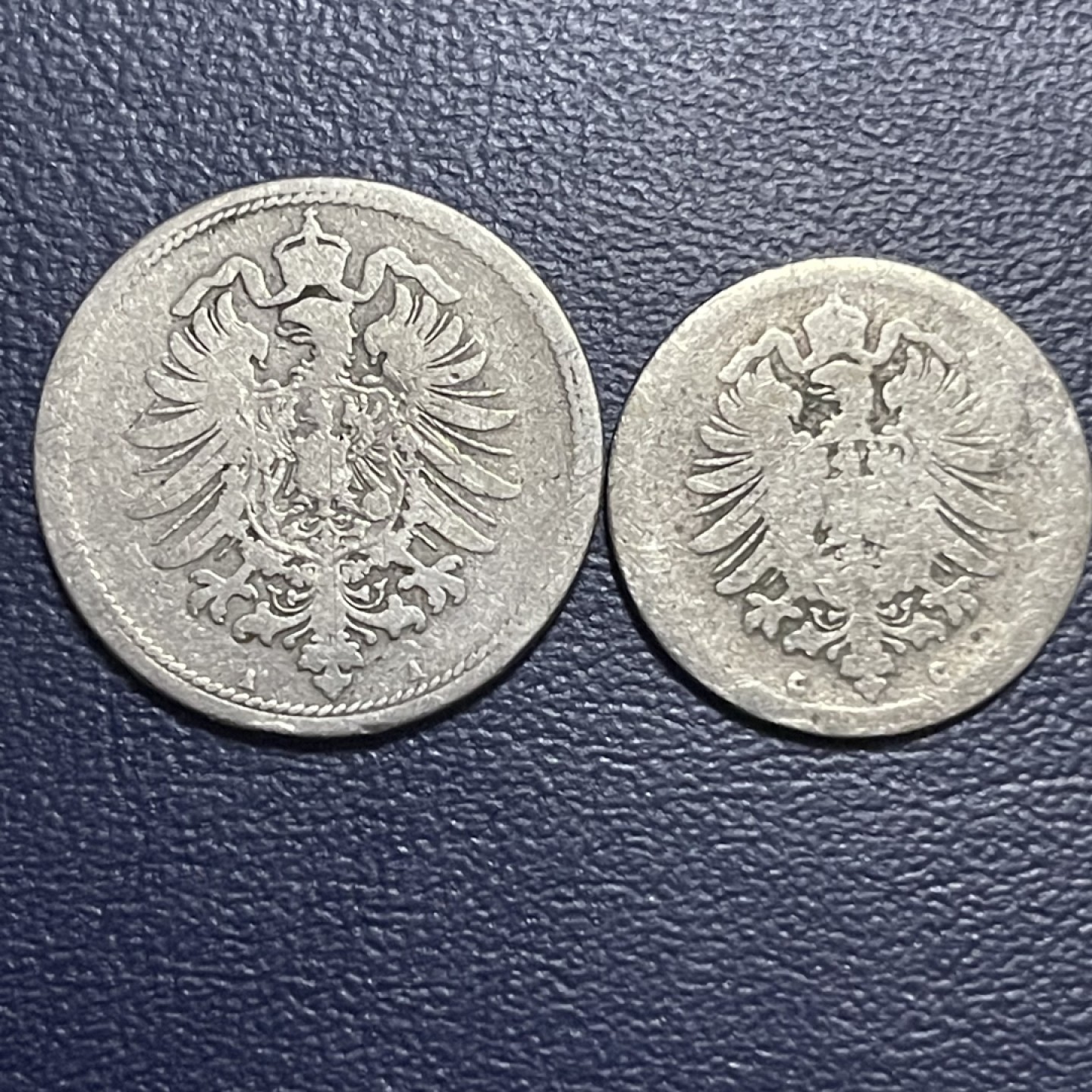 外国硬币0元起拍（40） 1874 德国短翅鹰5，10芬尼