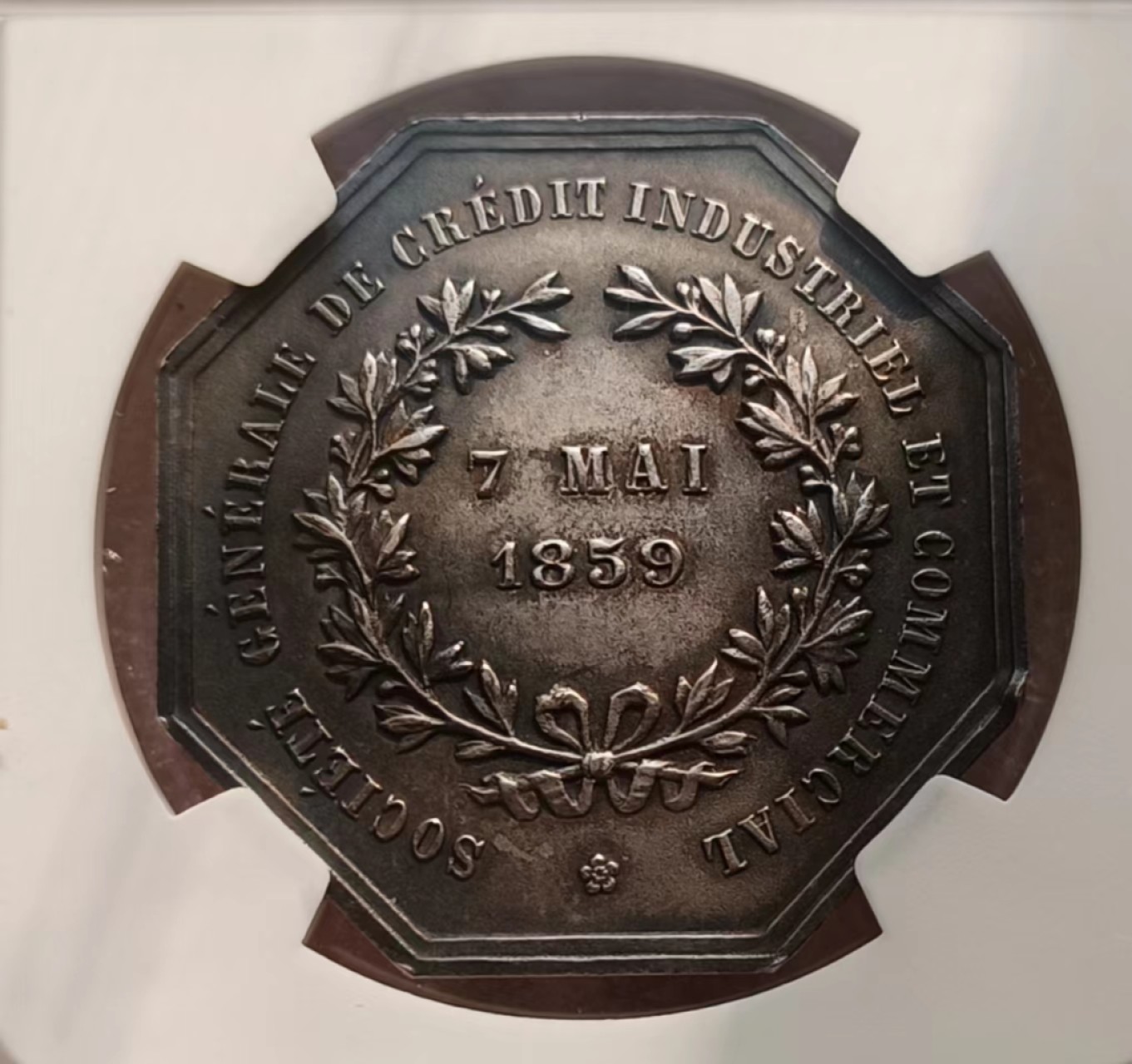 瓶子🏺第69期拍卖会 法国1859年工业女神JETON银质八角MS61