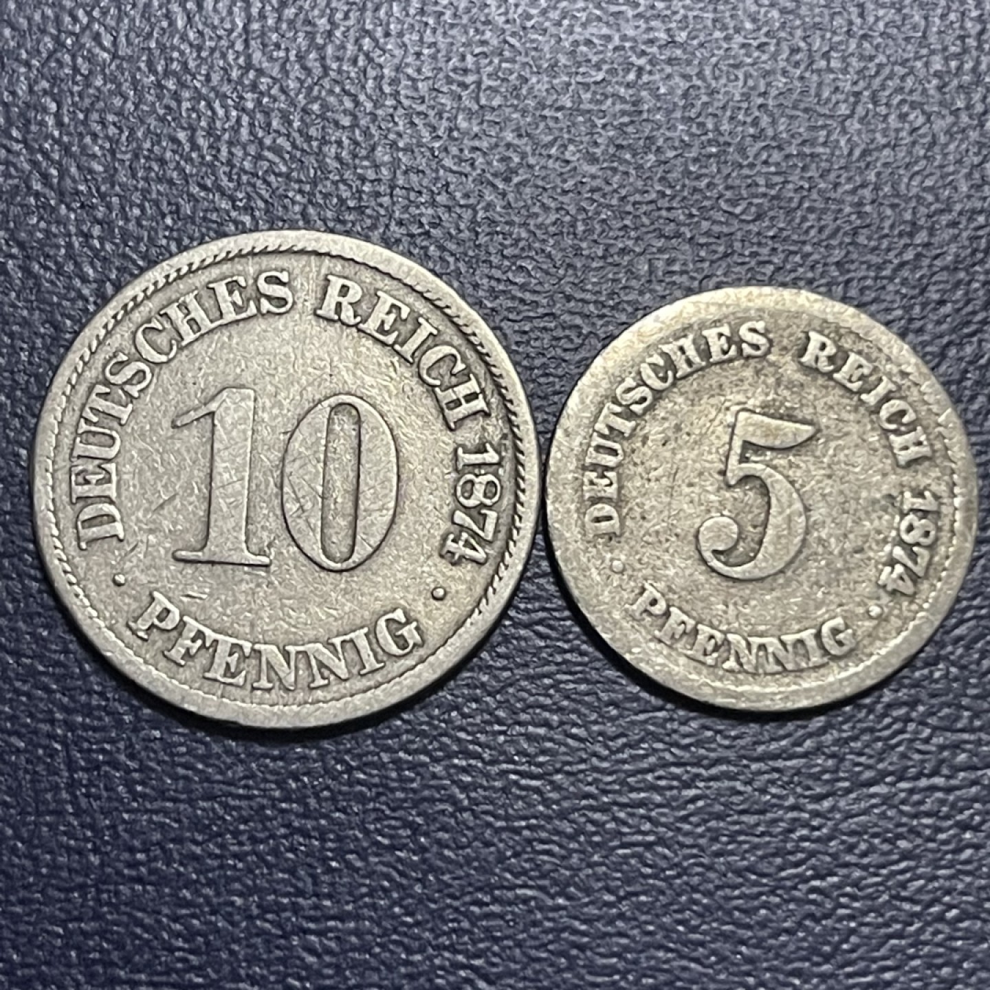 外国硬币0元起拍（40） 1874 德国短翅鹰5，10芬尼