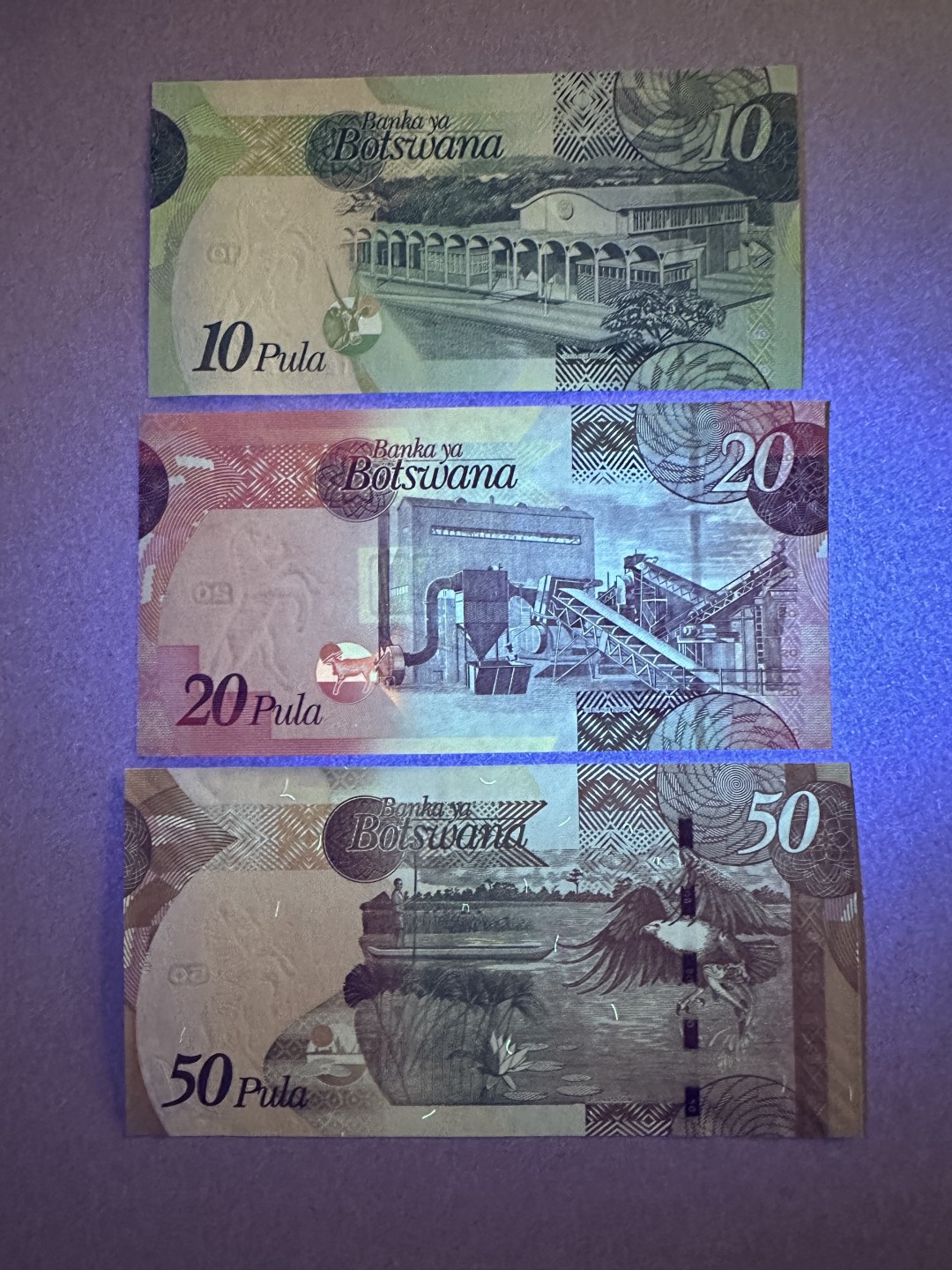 《张总收藏》83期——外币精品 博茨瓦纳10、20、50元3张 UNC 2009年 全部AA冠双尾77