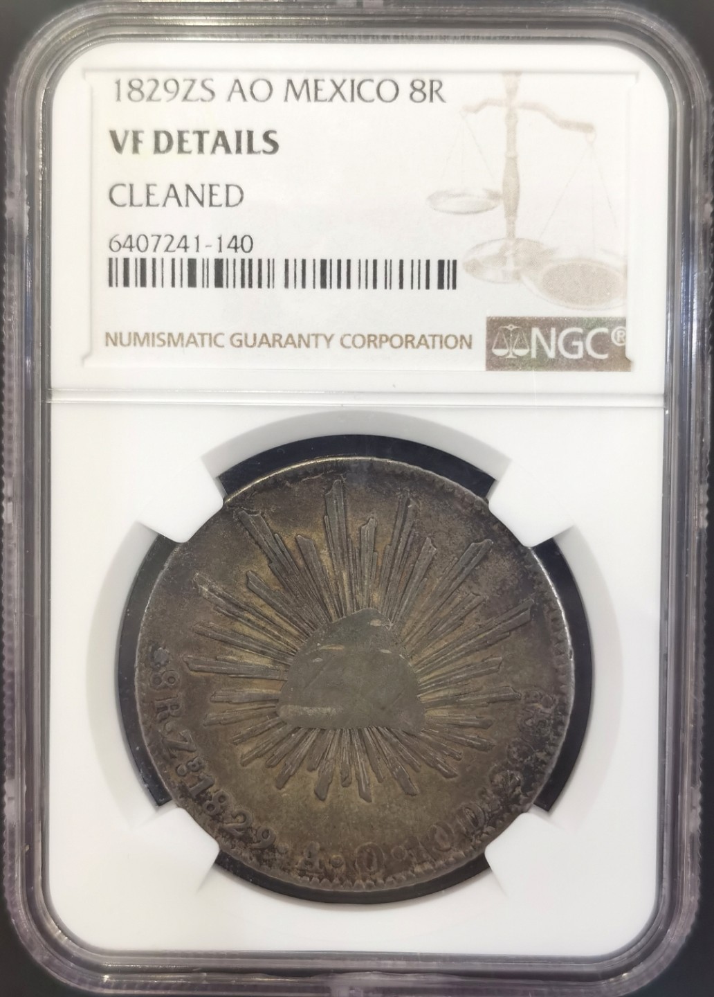 博洋堂世界钱币拍卖第008期（全场包邮） NGC VF 墨西哥1829年ZS AO版花边鹰洋8R