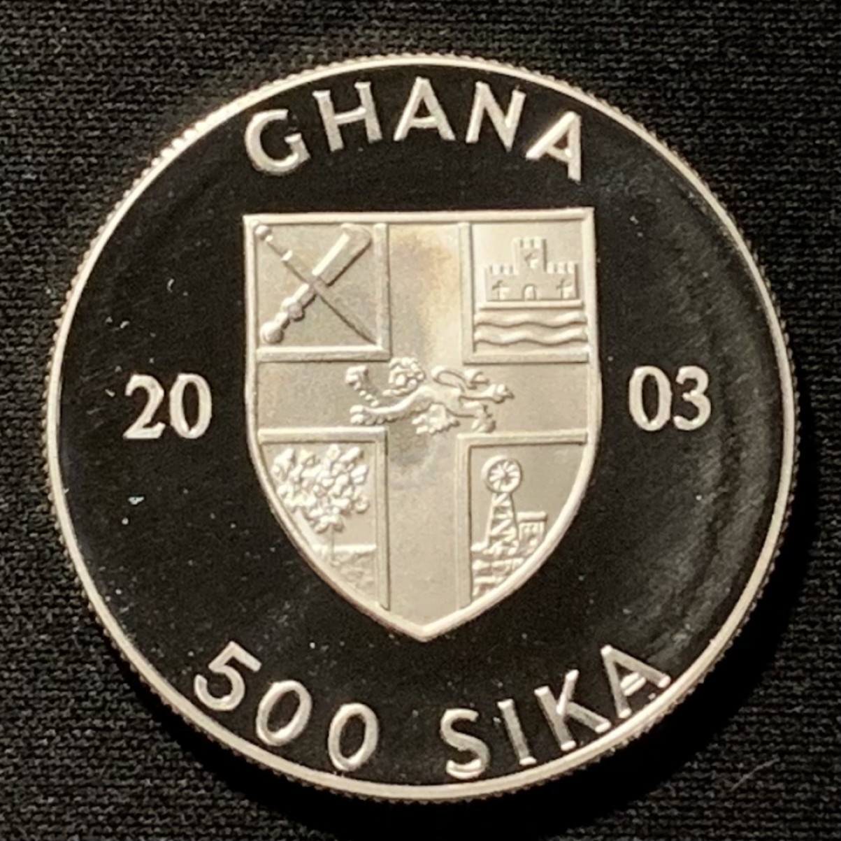 紫瑗钱币——第267期拍卖 加纳 2003年 雅典奥运会 火炬接力 500塞地 26克 0.925银 精制