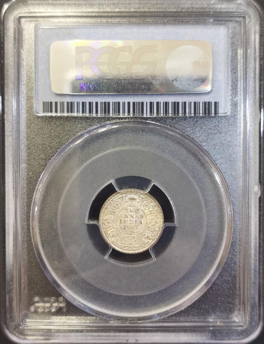 博洋堂世界钱币拍卖第008期（全场包邮） PCGS MS64 英属印度1917年c版乔五2安娜银币，高分配套佳品