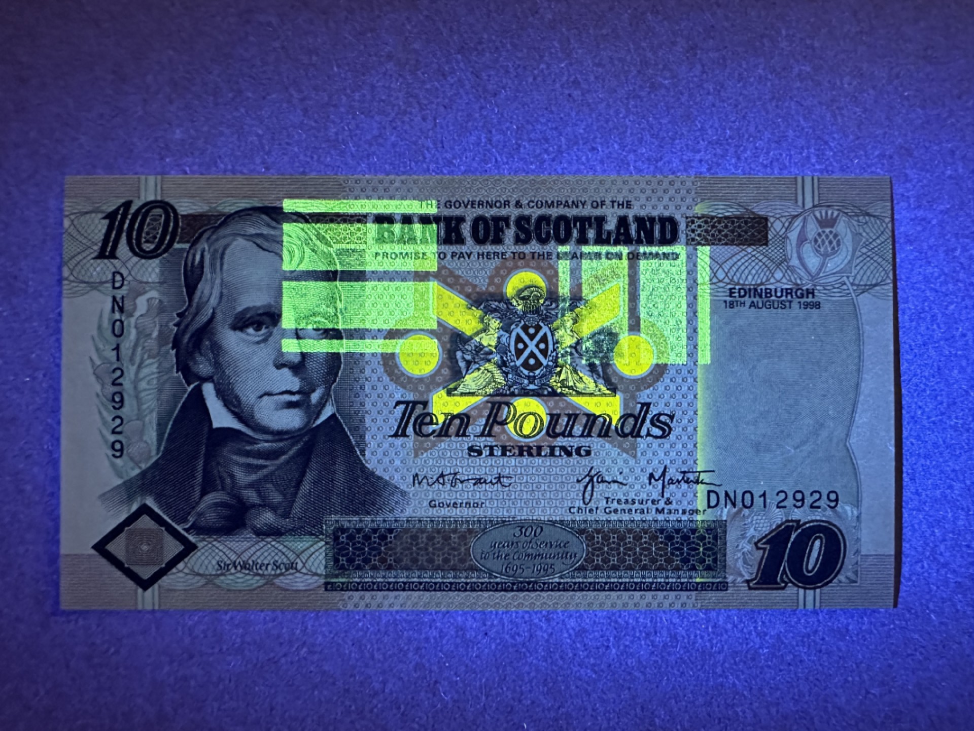 《张总收藏》83期——外币精品 苏格兰10镑 UNC 1998年 苏格兰银行