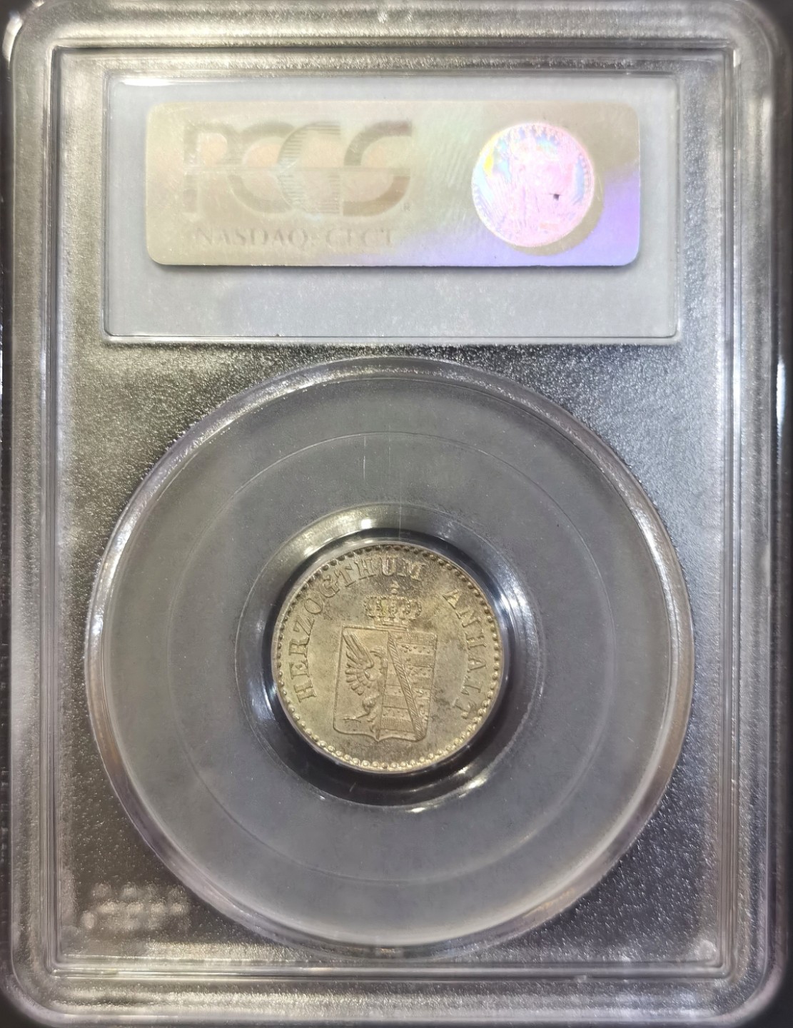 博洋堂世界钱币拍卖第008期（全场包邮） PCGS MS64 德国安哈尔特-贝恩堡1862年A版1格罗申银币，少见邦
