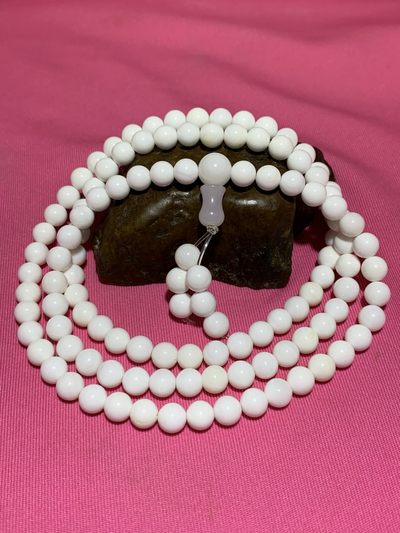 深海奶白贝化玉108手串一条 - 深海奶白贝化玉108手串一条