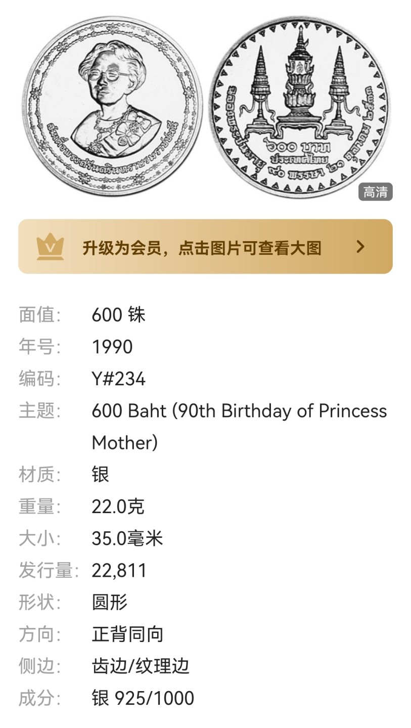 瓶子🏺第69期拍卖会 泰国1990年600泰铢纪念银币（稀少）