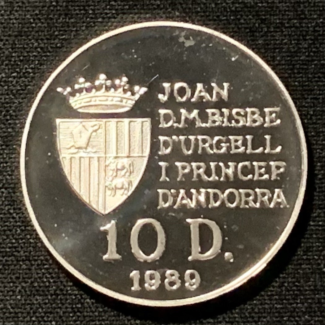 紫瑗钱币——第267期拍卖 安道尔 1989年 意大利世界杯 铲球 10第纳尔 12克 0.925银 精制