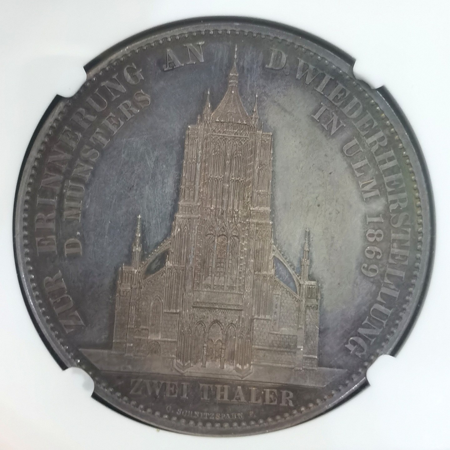 博洋堂世界钱币拍卖第008期（全场包邮） NGC PF62CAMEO 德国符腾堡1869年乌尔姆大教堂2泰勒37g大银币，1869年比1871年铸量少很多