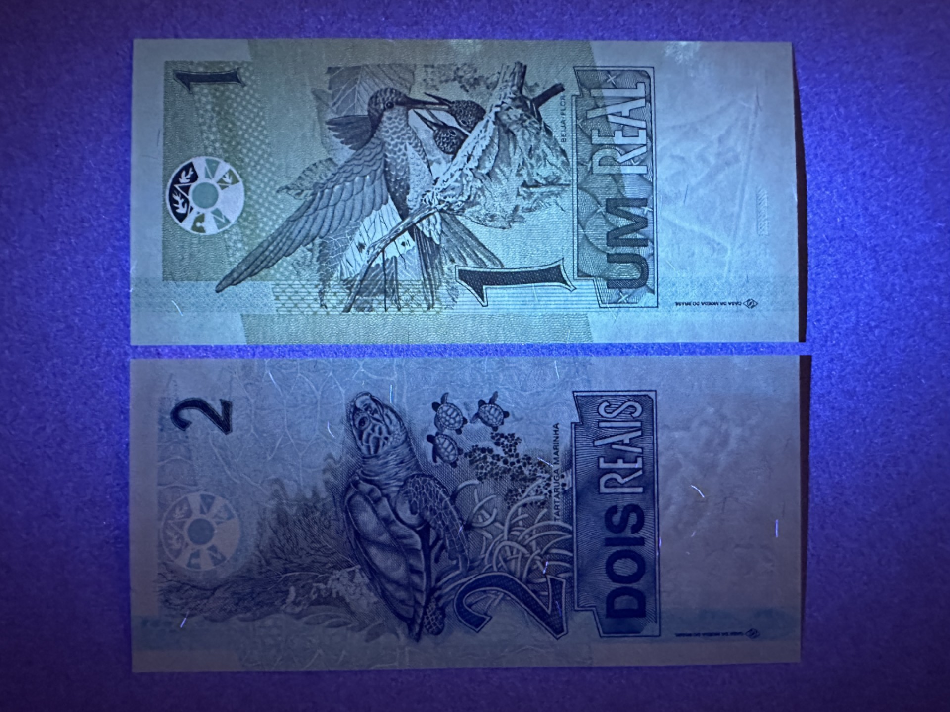 《张总收藏》83期——外币精品 巴西1、2雷亚尔2张 UNC 2003年 轻微荧光