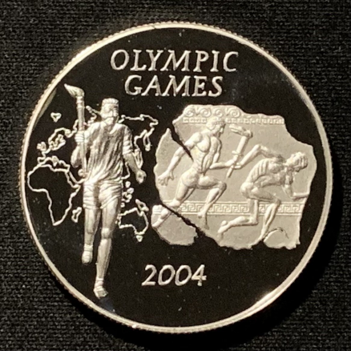 紫瑗钱币——第267期拍卖 加纳 2003年 雅典奥运会 火炬接力 500塞地 26克 0.925银 精制