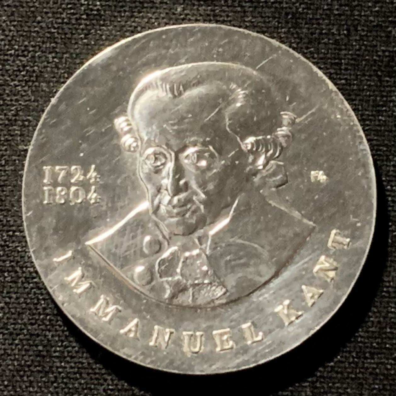 紫瑗钱币——第267期拍卖 民主德国 1974年 伊曼纽尔·康德逝世250周年 20马克 20.9克 0.625银 UNC